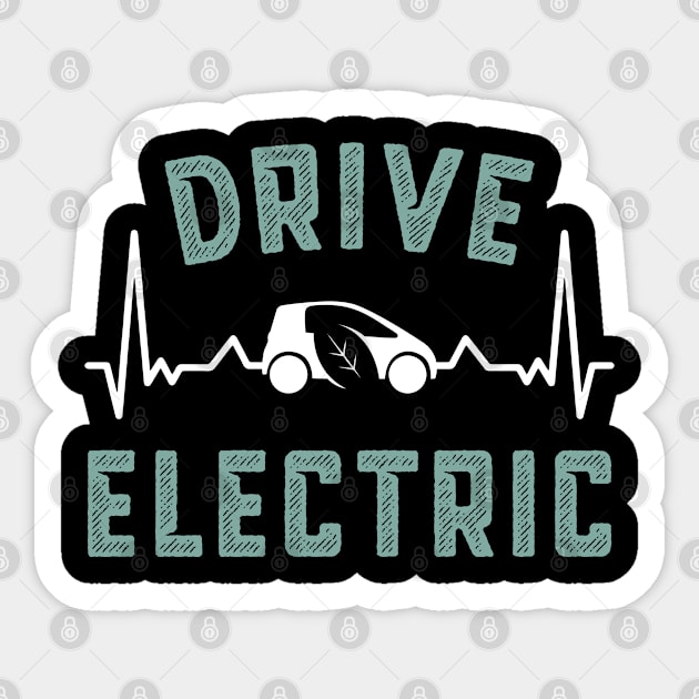 Drive Electric Heartbeat Retro Sunset EV Car Gift Sticker by qwertydesigns